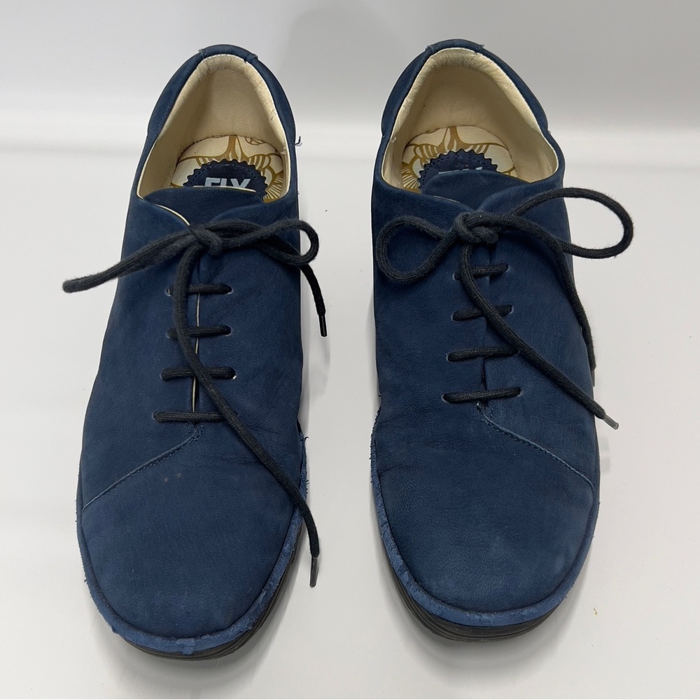 FLY LONDON Women’s Size EU 41 US 10 Blue Suede Lace Up Heels